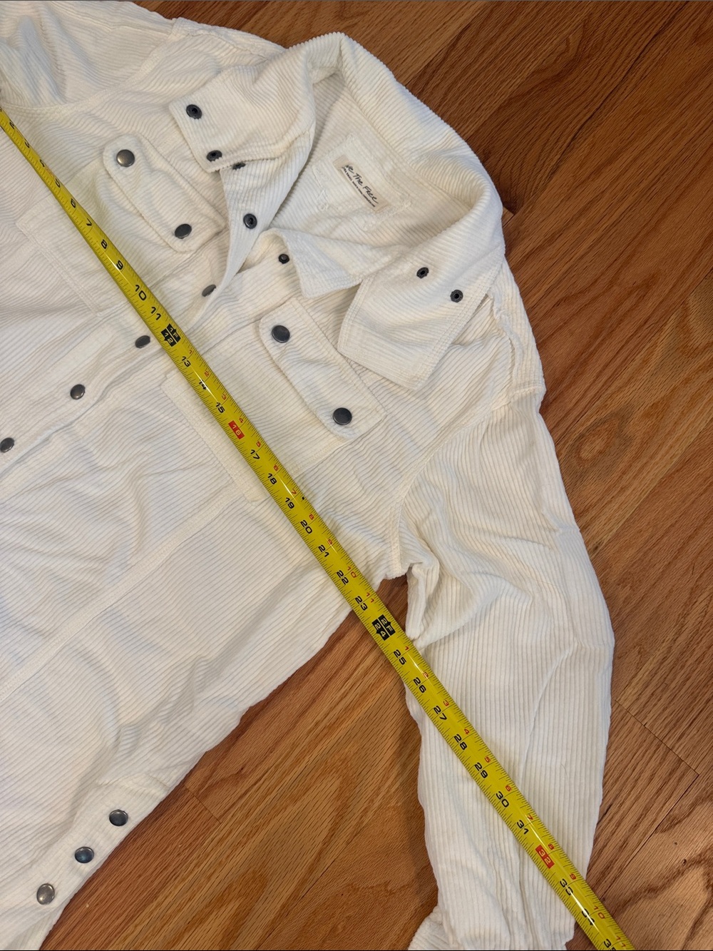 White Button-Down Casual Wide Wale Corduroy Shirt Jacket - Picture 2 of 6